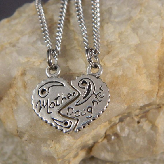 Mother Daughter Heart Necklaces